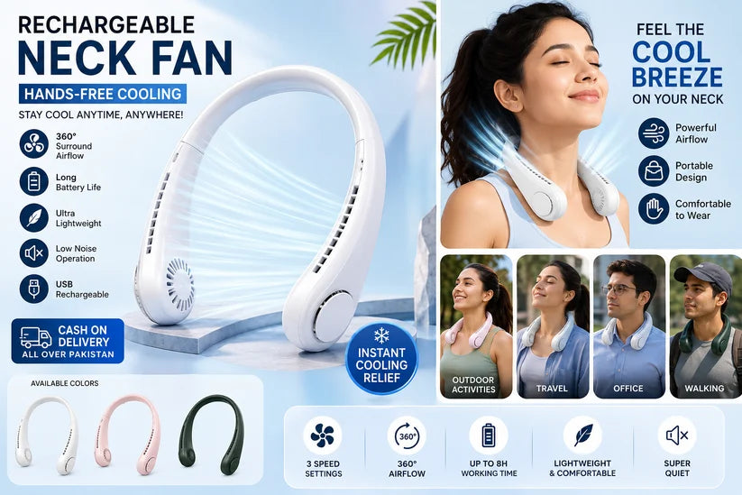 Rechargeable Portable Neck Fan, Hands-free Cooling